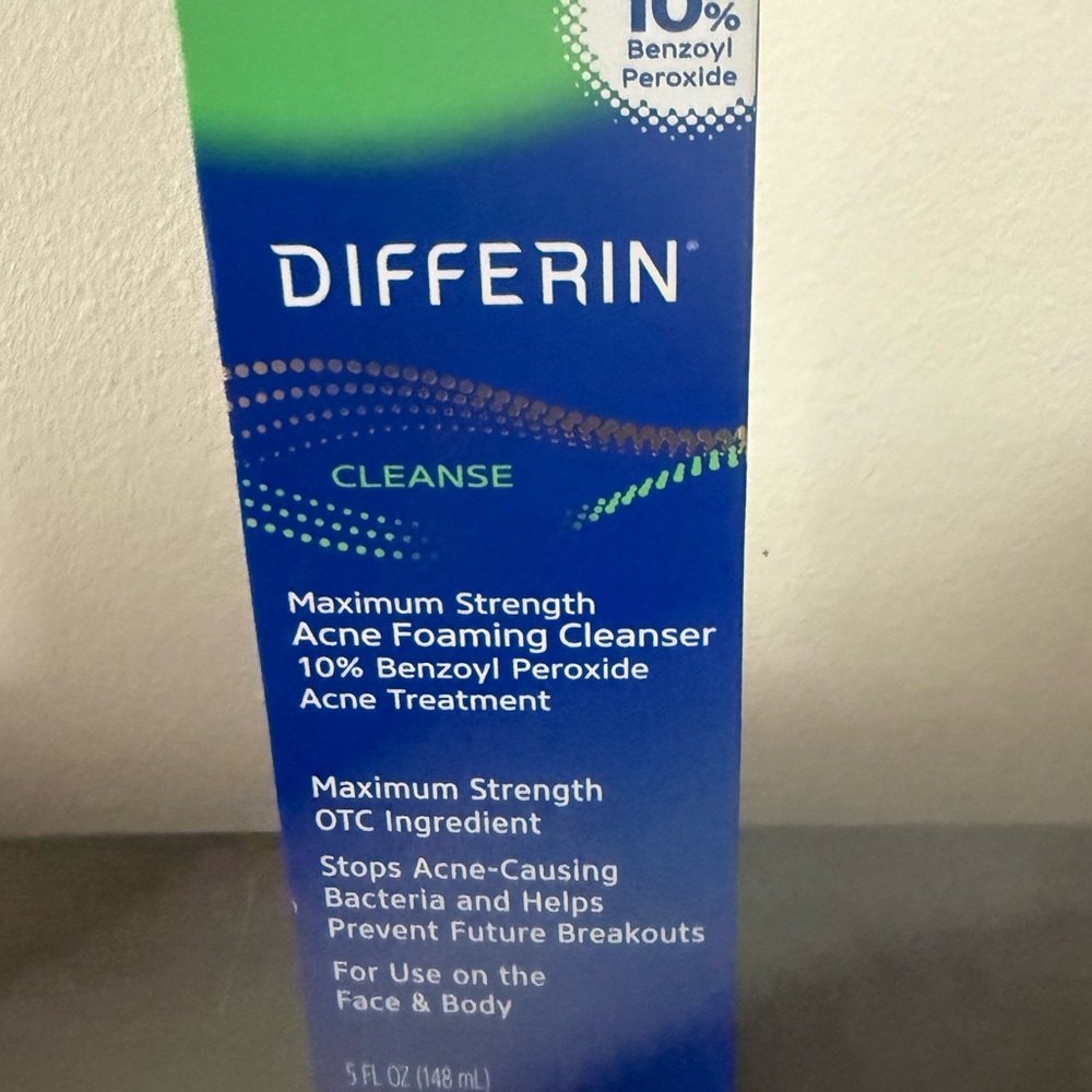 NWT Differin Maximum OTC Strength Acne Foaming Cleanser 10% Benzoyl Peroxide